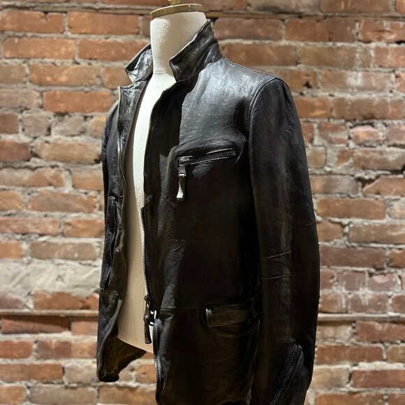 Empresa Distressed Moto Leather Jacket - Picture 5 of 14